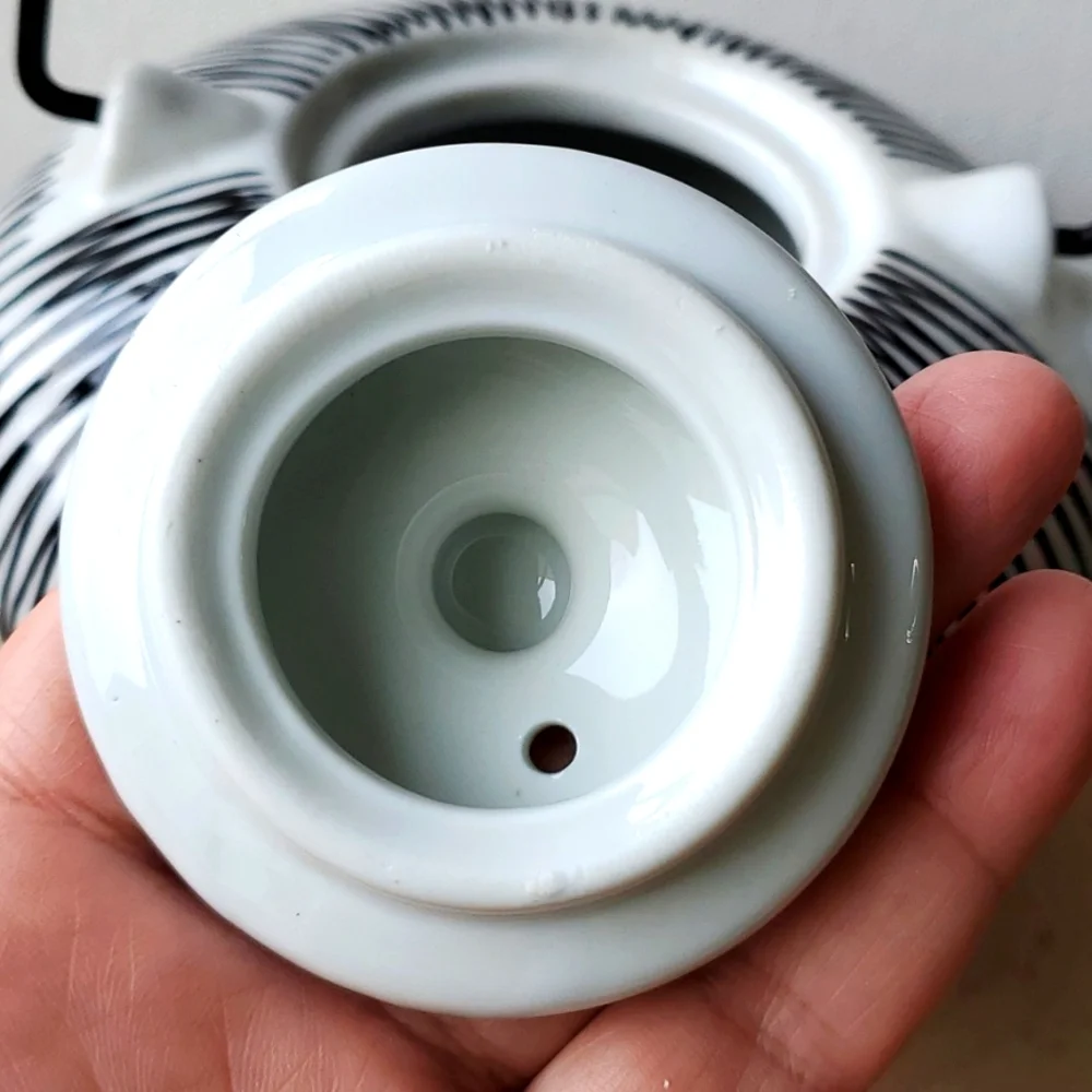 Akina Black and White Modern Handpainted Porcelain Teapot Pier One